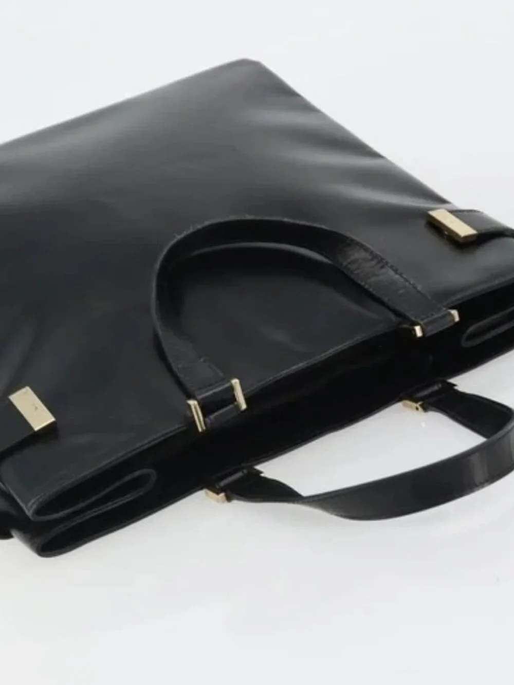 GUCCI Tote Bag Leather Black Gold 002 2046 0332 Auth 186559